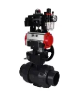 Кран шаровой DN.ru BV4242E-FP-GRM-ISO Дн50 Ру10 полнопроходной, корпус - НПВХ, шар - НПВХ, уплотнение - EPDM, с пневмоприводом PA-DA-052, пневмораспределителем 4M310-08 AC220V, ручным дублером MON1-250-T26-ISO, БКВ APL-410N EX и БПВ AFC2000