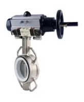 Затвор дисковый поворотный DN.ru WBV3131P-2W-Fb-H Ду100 Ру16, межфланцевый, корпус - нержавеющая сталь 304, диск - нержавеющая сталь 304, уплотнение - PTFE, с пневмоприводом PA-DA-105-1, с пневмораспределителем 4V320-08 AC220V