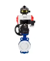 Затвор дисковый поворотный DN.ru WBV3434Pf-2W-Fb-R Ду250 Ру16 корпус - углеродистая сталь WCB, диск - углеродистая сталь WCB, футерованный PTFE, уплотнение - PTFE, с PA-DA-130, пневмораспределителем 4M310-08 AC220V, БКВ APL-510N EX и MON3-700-T38-ISO