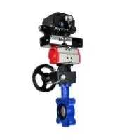 Затвор дисковый поворотный DN.ru WBV1631E-2W-Fb-H Ду125 Ру16 LUG корпус - чугун QT450, диск - нержавеющая сталь 304, уплотнение - EPDM, с пневмоприводом DN.ru PA-DA-105, редуктором MON3-700-T38-ISO и позиционером YT-1000RSN без обратной связи