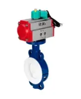 Затвор дисковый поворотный DN.ru WBV3434Pf-2W-Fb-R Ду200 Ру16 корпус - углеродистая сталь WCB, диск - углеродистая сталь WCB, футерованный PTFE, уплотнение - PTFE, с пневмоприводом PA-DA-105 и магнитным переключателем ALS200D