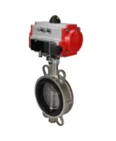 Затвор дисковый поворотный DN.ru WBV3232N-2W-Fb-H Ду150 Ру16, корпус - нержавеющая сталь 316L, диск - нержавеющая сталь 316L, уплотнение - NBR, с пневмоприводом DN.ru PA-SA-130 и пневмораспределителем 4M310-08 AC220V