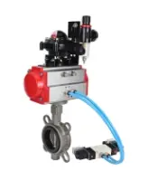 Затвор дисковый поворотный DN.ru WBV3131N-2W-Fb-H Ду65 Ру16, корпус - нержавеющая сталь 304, диск - нержавеющая сталь 304, уплотнение - NBR, с пневмоприводом DN.ru DN.ru PA-SA-105, пневмораспределителем 4V320-08 AC220V, БКВ APL-210N и БПВ AFC2000