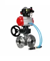 Кран шаровой DN.ru BV3232P(2pc)-FP-3WL-F-ISO-H Ду20 Ру16 HYMT, трехходовой L-тип, полнопроходной, фланцевый, нерж.сталь SS316, с пн.приводом PA-DA-052, пн.распредел 4V320-08 AC220V, ручн.дублером MON1-250-T26-ISO, БКВ APL-510N EX и БПВ AFC2000