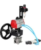 Кран шаровой DN.ru BV3232P(3pc)-FP-W-ISO-H Ду50 Ру40 полнопроходной под приварку, корпус - нержав.сталь 316, уплотнение - PTFE, с пн.приводом PA-DA-083, пн.распределителем 4V320-08 AC220V, ручным дублером MON2-450-T28-ISO и БПВ AFC2000