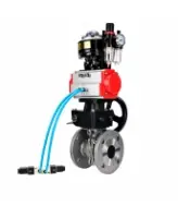 Кран шаровой DN.ru BV3232P(2pc)-FP-F-ISO-H WDVF Ду80 Ру16 полнопроходной, фланцевый, нержавеющая сталь 316, PTFE, с пневмоприводом PA-DA-105, пневмораспределителем 4V320-08 AC220V, БКВ APL-510N EX, БПВ AFC2000 и ручным дублером MON2-450-T28-ISO