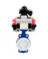 Затвор дисковый поворотный DN.ru WBV3434Pf-2W-Fb-R Ду250 Ру16 корпус - углеродистая сталь WCB, диск - углеродистая сталь WCB, футерованный PTFE, уплотнение - PTFE, с DN.ru PA-DA-130, 4V320-08 AC220V и APL-210N