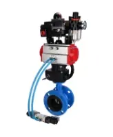 Затвор дисковый поворотный DN.ru WBV1313E-2W-F-H Ду100 Ру16 фланцевый, корпус - чугун GGG40, диск - чугун GGG40, EPDM, с пневмоприводом DN.ru PA-DA-105, пневмораспределителем 4V320-08 AC220V, БКВ APL-410N EX, дублером MON1-250-T26-ISO и БПВ AFC2000