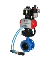 Затвор дисковый поворотный DN.ru WBV1313E-2W-F-H Ду100 Ру16 фланцевый, корпус - чугун GGG40, диск - чугун GGG40, EPDM, с пневмоприводом DN.ru PA-DA-105, пневмораспределителем 4V320-08 AC220V, БКВ APL-510N EX, дублером MON1-250-T26-ISO и БПВ AFC2000