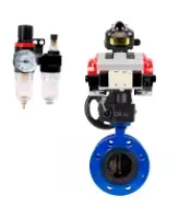 Затвор дисковый поворотный DN.ru WBV1331E-2W-F-H Ду200 Ру16 фланцевый, чугун GGG40/нержавеющая сталь 304, EPDM, с пневмоприводом DN.ru PA-DA-140, пневмораспределителем 4V320-08 AC220V, БКВ APL-510N EX, ручным дублером MON4-1200-T54-ISO и БПВ AFC2000