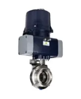 Затвор дисковый поворотный DN.ru WBV3131S-2W-T-H Ду40 Ру10 резьбовой, корпус - пищевая нерж. сталь AISI 304, диск - нерж. сталь AISI 304, уплотнение - Silicon, с электроприводом четвертьоборотным DN.ru QTSA-N-003EM-O0-220VAC с пружинным возвратом