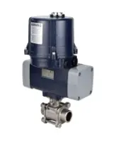 Кран шаровой DN.ru BV3232P(3pc)-FP-W-ISO-H WDVF Ду40 Ру40 полнопроходной, трехсоставной, корпус - нержавеющая сталь 316, уплотнение - PTFE, под приварку, с 1/4-оборотным электроприводом DN.ru QTSA-N-005EM-O0-220VAC с пружинным возвратом