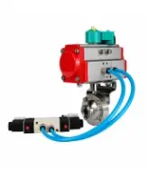 Затвор дисковый поворотный DN.ru WBV3131S-2W-C-H Ду100 Ру10 кламповый, корпус - пищевая нержавеющая сталь 304, уплотнение - Silicon, с пневмоприводом PA-SA-083, пневмораспределителем 4V320-08 AC220V и магнитным переключателем ALS200D