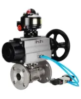 Кран шаровой DN.ru BV3232P(3pc)-FP-F-ISO-H Ду100 Ру25 фланцевый с ISO-фланцем, корпус - нержавеющая сталь 316, полнопроходной, уплотнение - PTFE, с пневмоприводом PA-DA-105-1, пневмораспределителем 4V320-08 AC220V, БКВ APL-510N Ex