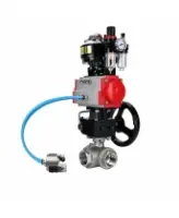 Кран шаровой DN.ru BV3232P(4pc)-SP-3WL-T-ISO-H WDVF Ду65 Ру40 стандартнопроходной, 3-ходовой L-тип, внутренняя резьба, с пневмоприводом PA-DA-105, пневмораспределителем 4V320-08 AC220V, БКВ APL-510N EX, БПВ AFC2000 и ручным дублером MON2-450-T28-ISO