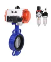 Затвор дисковый поворотный DN.ru WBV1132N-2W-Fb-H Ду125 Ру16, корпус - чугун GG25, диск - нержавеющая сталь 316L, уплотнение - NBR, с пневмоприводом DN.ru PA-SA-140 с возвратными пружинами, с пневмораспределителем 4V320-08 AC220V, с БПВ AFC2000