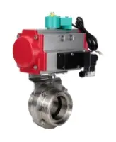 Затвор дисковый поворотный DN.ru WBV3131S-2W-T-H Ду40 Ру10 резьбовой, пищевая нержавеющая сталь 304, уплотнение - Silicon, с пневмоприводом PA-DA-052, пневмораспределителем 4M310-08 AC220V и магнитным переключателем ALS200D