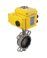 Затвор дисковый поворотный DN.ru WBV3232P-2W-Fb-H Ду65 Ру16, корпус - нержавеющая сталь 316L, диск - нержавеющая сталь 316L, уплотнение - PTFE, с электроприводом DN.ru QT-N-005EM-B1-220VAC-У1 DAR (0-10В)