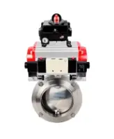 Затвор дисковый поворотный DN.ru WBV3131S-2W-W-H Ду65 Ру10 под приварку, пищевая нержавеющая сталь 304, уплотнение – Silicon, с пневмоприводом DN.ru PA-SA-083, пневмораспределителем DN.ru 4V320-10 AC220V и БКВ DN.ru APL-410N EX