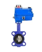 Затвор дисковый поворотный DN.ru WBV1132N-2W-Fb-H Ду40 Ру16, корпус - чугун GG25, диск - нержавеющая сталь 316L, уплотнение - NBR, с электроприводом DN.ru QT-N-003EM-O1-12VDC-У1 blue 12В