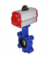 Затвор дисковый поворотный DN.ru WBV1616E-2W-Fb-H Ду100 Ру16 LUG корпус - чугун QT450, диск - чугун QT450, уплотнение - EPDM, с пневмоприводом DN.ru PA-DA-083