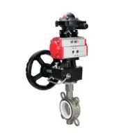 Затвор дисковый поворотный DN.ru WBV3131P-2W-Fb-R Ду250 Ру16, корпус - нержавеющая сталь 304, диск - нержавеющая сталь 304, уплотнение - PTFE, с пневмоприводом DN.ru PA-DA-160, БКВ DN.ru APL-210N и ручным дублером DN.ru MON4-1200-T54-ISO