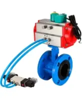 Затвор дисковый поворотный DN.ru WBV1331E-2W-F-H Ду50 Ру16, корпус - чугун GGG40, диск - нержавеющая сталь 304, уплотнение - EPDM, с пневмоприводом PA-DA-105, пневмораспределителем 4M320-08 AC220V и магнитным переключателем ALS200D