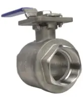 Кран шаровой DN.ru BV3232P(2pc)-FP-T-ISO-H Ду65 Ру40 полнопроходной двухходовой, нержавеющая сталь 316, внутренняя резьба, уплотнение - PTFE, с ISO-фланцем и рукояткой, 17х17, F07/F10