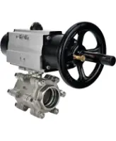 Кран шаровой DN.ru BV3232P(3pc)-FP-SW-ISO-H Ду100 Ру63 полнопроходной, корпус - нержавеющая сталь SS316, под приварку, с пневмоприводом PA-DA-105-1