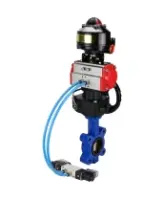 Затвор дисковый поворотный DN.ru WBV1616E-2W-Fb-H Ду125 Ру16 LUG корпус - чугун QT450, диск - чугун QT450, уплотнение - EPDM, с пневмоприводом DN.ru PA-DA-105, пневмораспределителем 4V320-08 AC220V, БКВ APL-510N EX и редуктором MON3-700-T38-ISO