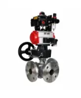 Кран шаровой DN.ru BV3232P(2pc)-FP-3WL-F-ISO-H Ду20 Ру16 HYMT, трехходовой L-тип, полнопроходной, фланцевый, корпус - нерж.сталь SS316, с пн.приводом PA-DA-052, пн.распредел 4M310-08 24В NAMUR, ручн.дублером MON1-250-T26-ISO, БКВ APL-410N EX и БПВ AFC2000