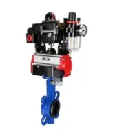 Затвор дисковый поворотный DN.ru WBV1132N-2W-Fb-H Ду125 Ру16, корпус - чугун GG25, диск - нержавеющая сталь 316L, уплотнение - NBR, с пневмоприводом DN.ru PA-DA-105, пневмораспределителем 4M310-08 AC220V, БКВ APL-410N EX, БПВ AFC2000