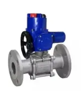 Кран шаровой DN.ru BV3232P(3pc)-FP-F-ISO-H Ду100 Ру25 фланцевый с ISO-фланцем, корпус - нержавеющая сталь 316, полнопроходной, уплотнение - PTFE, с электроприводом четвертьоборотным DN.ru QT-EX-020M-O2-220VAC-У1
