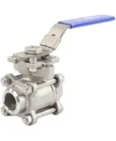Кран шаровой DN.ru BV3232P(3pc)-FP-W-ISO-H Ду25 Ру63 полнопроходной двухходовой, нержавеющая сталь SS316, под приварку, уплотнение - PTFE, с ISO фланцем и рукояткой