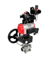 Кран шаровой DN.ru BV3232P(3pc)-FP-W-ISO-H WDVF Ду25 Ру63 полнопроходной, трехсоставной, нерж.сталь 316, уплотнение - PTFE, под приварку, пн.привод PA-DA-052, пн.распределитель 4M310-08 DC24V, БКВ APL-210N, руч. дублером MON1-250-T26-ISO, БПВ AFC2000