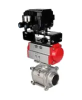 Кран шаровой DN.ru BV3232P(3pc)-FP-W-ISO-H WDVF Ду15 Ру63 полнопроходной, трехсоставной, корпус - нержавеющая сталь 316, уплотнение - PTFE, под приварку, с пневмоприводом PA-SA-065, электропн. поворотным позиционером YT-1000RSN с обратной связью