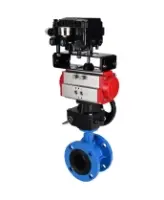 Затвор дисковый поворотный DN.ru WBV1313E-2W-F-H Ду100 Ру16 фланцевый, корпус - чугун GGG40, диск - чугун GGG40, EPDM, с пневмоприводом DN.ru PA-DA-105, позиционером DN.ru YT-1000RSN без обратной связи и ручным дублером DN.ru MON1-250-T26-ISO