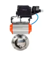 Затвор дисковый поворотный DN.ru WBV3131S-2W-W-H Ду80 Ру10 под приварку, пищевая нержавеющая сталь 304, уплотнение – Silicon, с пневмоприводом DN.ru PA-DA-065 и позиционером DN.ru YT-1000RSN без обратной связи