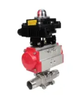 Кран шаровой DN.ru BV3232P(3pc)-FP-W-ISO-H LONG Ду32 Ру40 полнопроходной, корпус - нержавеющая сталь 316, уплотнение - PTFE, под приварку, с пневмоприводом DN.ru PA-DA-052 и БКВ APL-410N EX