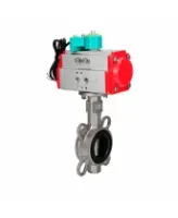 Затвор дисковый поворотный DN.ru WBV3232V-2W-Fb-H Ду50 Ру16, корпус - нержавеющая сталь 316L, диск - нержавеющая сталь 316L, уплотнение - VITON, с пневмоприводом PA-SA-083 и магнитным переключателем ALS200D