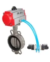Затвор дисковый поворотный DN.ru WBV3131N-2W-Fb-H Ду65 Ру16, корпус - нержавеющая сталь 304, диск - нержавеющая сталь 304, уплотнение - NBR, с пневмоприводом PA-DA-065 и пневмораспределителем 4M320-08 AC220V