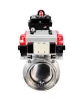Затвор дисковый поворотный DN.ru WBV3131S-2W-T-H Ду40 Ру10 резьбовой, пищевая нержавеющая сталь 304, уплотнение – Silicon, с пневмоприводом DN.ru PA-DA-065, пневмораспределителем DN.ru 4V320-10 AC220V и БКВ DN.ru APL-410N EX