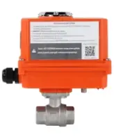 Кран шаровой DN.ru BV3232P(2pc)-FP-T-ISO-H Ду25 Ру63 полнопроходной двухходовой, нержавеющая сталь 316, внутренняя резьба, уплотнение - PTFE, с электроприводом четвертьоборотным QT-N-003EM-O1-220VAC-У1 MINI