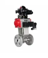 Кран шаровой DN.ru BV3131P(3pc)-FP-F-ISO-H Ду100 Ру16 полнопроходной трехсоставной, фланцевый, нержавеющая сталь 304, уплотнение - PTFE, 22х22, F10, WDVF, с пневмоприводом DN.ru PA-DA-105, пневмораспределителем 4M310-08 AC220V и БКВ APL-210N