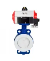 Затвор дисковый поворотный DN.ru WBV3434Pf-2W-Fb-R Ду250 Ру16 корпус - углеродистая сталь WCB, диск - углеродистая сталь WCB, футерованный PTFE, уплотнение - PTFE, с пневмоприводом DN.ru PA-DA-130 и пневмораспределителем DN.ru 4M310-08 AC220V