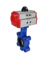 Затвор дисковый поворотный DN.ru WBV1631E-2W-Fb-H Ду100 Ру16 LUG корпус - чугун QT450, диск - нержавеющая сталь 304, уплотнение - EPDM, с пневмоприводом DN.ru PA-DA-083