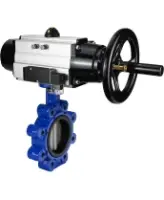 Затвор дисковый поворотный DN.ru WBV1631E-2W-Fb-H Ду125 Ру16 LUG корпус - чугун QT450, диск - нержавеющая сталь 304, уплотнение - EPDM, с пневмоприводом DN.ru PA-DA-105-1 и пневмораспределителем 4M310-08 AC220V