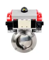 Затвор дисковый поворотный DN.ru WBV3131S-2W-W-H Ду65 Ру10, под приварку, пищевая нержавеющая сталь 304, уплотнение - Silicon, с пневмоприводом PA-DA-052 и пневмораспределителем 4M320-08 AC220V