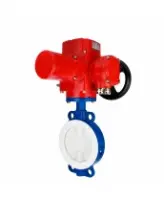 Затвор дисковый поворотный DN.ru WBV3434Pf-2W-Fb-R Ду150 Ру16, корпус - углеродистая сталь WCB, диск - углеродистая сталь WCB, футерованный PTFE, уплотнение - PTFE, с электроприводом QT-EX-020M-O2-220VAC-У1