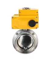 Затвор дисковый поворотный DN.ru WBV3131S-2W-T-H Ду32 Ру10 резьбовой, пищевая нержавеющая сталь 304, уплотнение - Silicon, с электроприводом DN.ru QT-N-005EM-B1-220VAC-У1 DAR (0-10В)